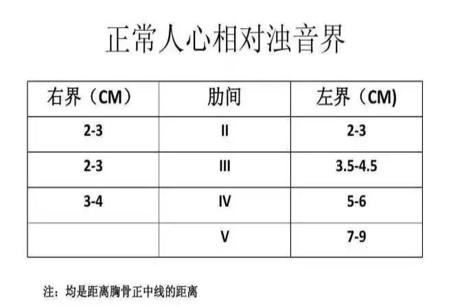 心脏叩诊浊音界正常范围表图片